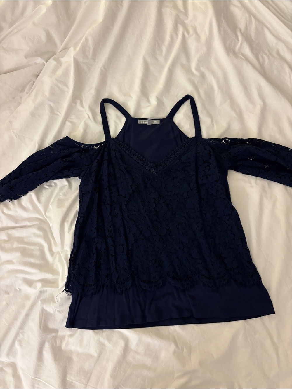 Daniel Rainn Navy Lace Cold-Shoulder Camisole Size Small